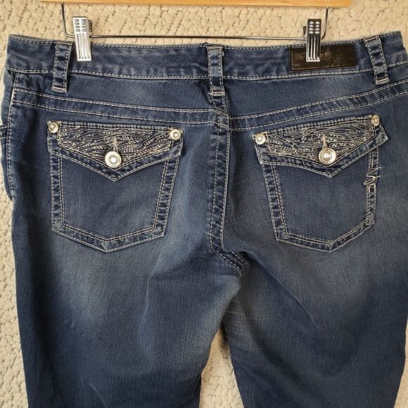 Seven 7 Skinny Jeans Womens 14 Dark Wash Embellished Pockets 38x28 - Picture 7 of 11